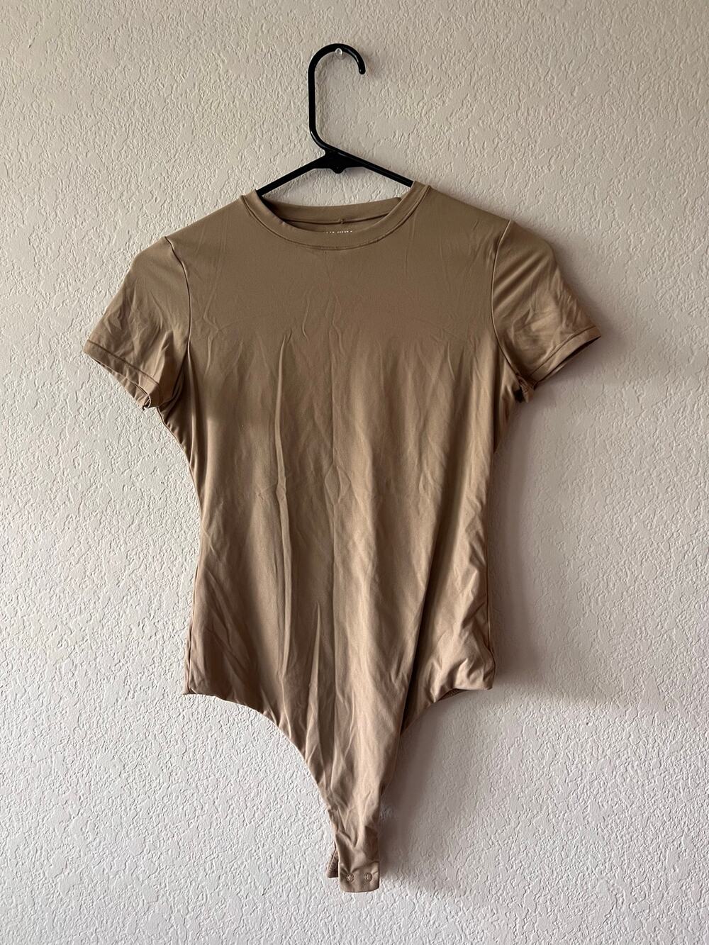 Pumiey Smoke Cloud Pro Bodysuit Brown Nude Short Sleeve Crew Neck Thong